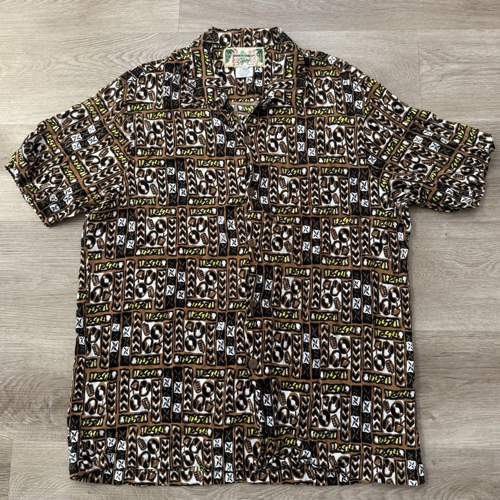 Vintage Kamehameha 100% Rayon Hawaiian Button Shirt Mens Size XL *FITS LARGE